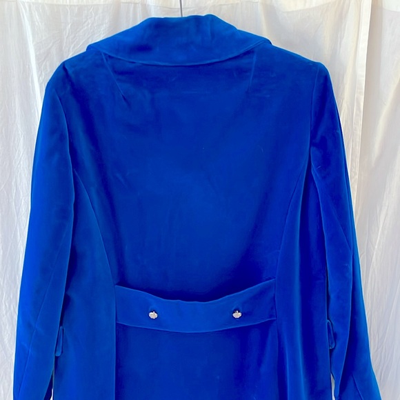 Vintage Rainmaster Velour Velvet Coat Electric Blue, Size Medium - Picture 8 of 9